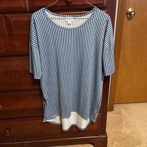 LuLaRoe Blue and White Striped Top